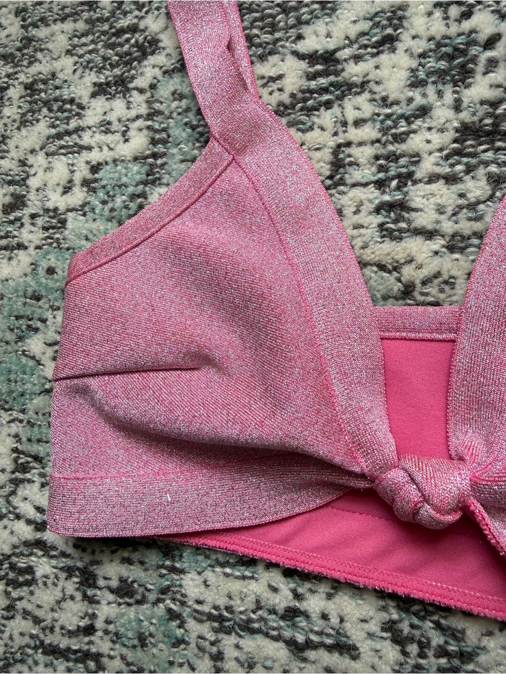 ASOS Pink Glitter Bikini Top - Picture 2 of 4